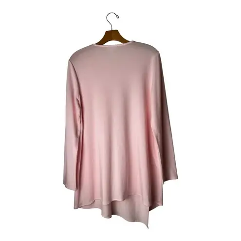 J Jill Pure Jill Shirt Women Medium Pink Luxe Tencel Asymmetric Hem Tunic Comfy