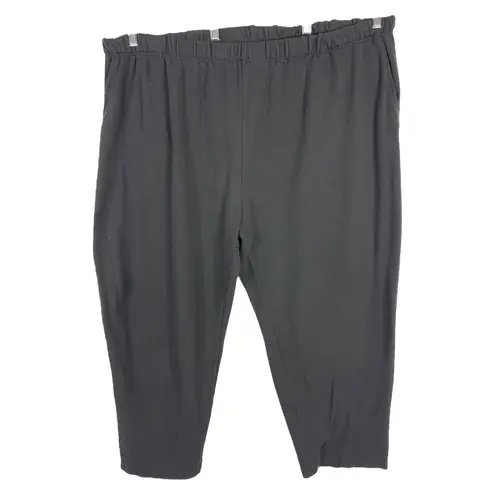 Woman Within Plus Size 3X 30W 32W Pants Black Elastic Pull On Knit Solid 1617