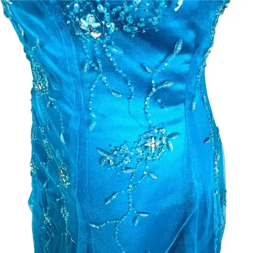 Alyce Designs Blue Sleeveless Ball Gown 4 Beaded Formal Sweet 16 Quinceañera