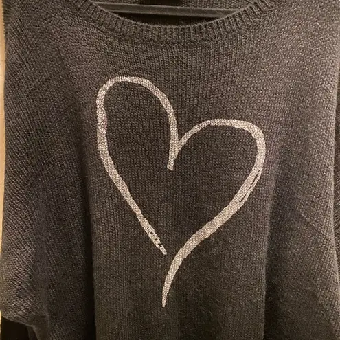 Wooden Ships  Black Heart Pullover Acrylic, Mohair, Wool Blend Sweater Size M/L