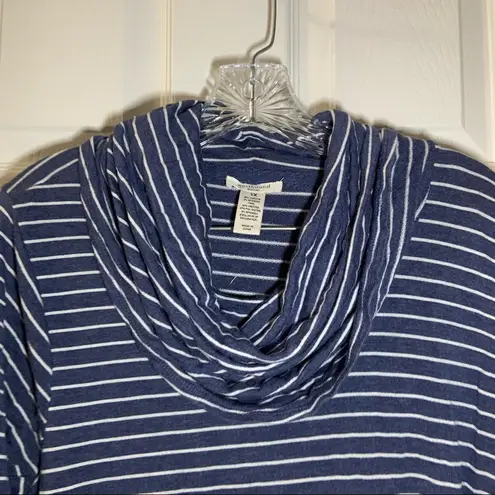 Westbound  Blue Striped Cowl Neck 3/4 Sleeve Knit Top 1X