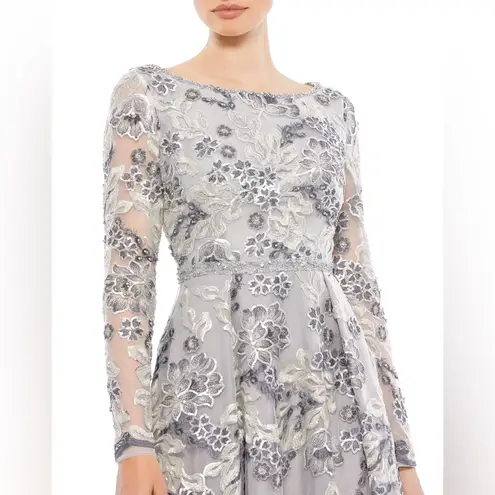 Mac Duggal Floral Embellished Illusion Sleeve Embroidered A-Line Gown- NWT