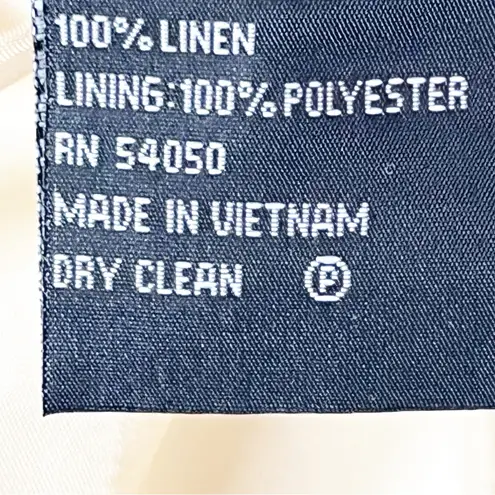 Kasper Khaki 100% Linen Lined 3/4 Sleeves Front Button Blazer, Size 12