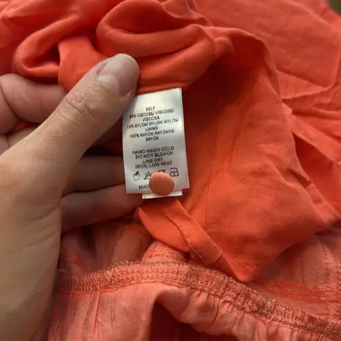 Sunday in Brooklyn Anthro Bright Beacon Tiered Midi Dress in Coral Size Large