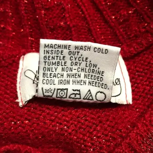 Diane Von Furstenberg  Sweater Large Red Shimmery Long Sleeve V-Neck Vintage