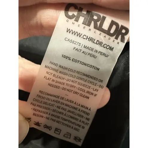 CHRLDR CHEERLEADER Acid Wash Black Doodle Hearts Tee Retro Y2K Aesthetic Size M Size M