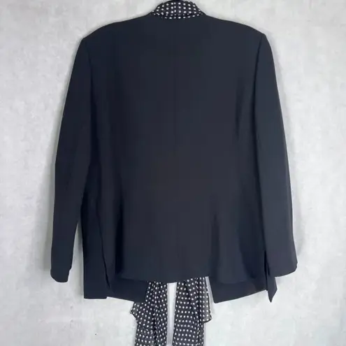 Tahari Arthur S Levine Black Open Front Blazer w/ Polka Dot Scarf Size 16 Black