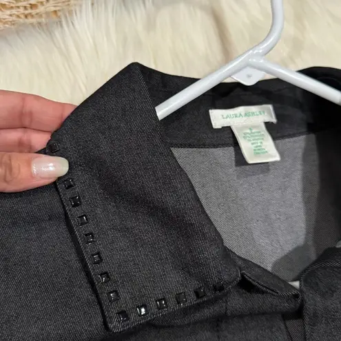 Laura Ashley Women's Black Studded Jean Denim Jacket Size S