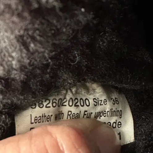 Dansko Stormy Black Leather Soft Fur Shaft Fold Over Button Ankle Clog Boots 36