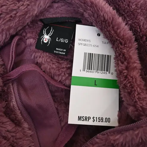 Spyder Womens L Bailey Faux Shearling Jacket in Tulipwood Purple NEW