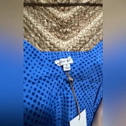 Moon River Women's Cowl Back Woven Camisole Blue Top, Polka Dot, Size S, NWT