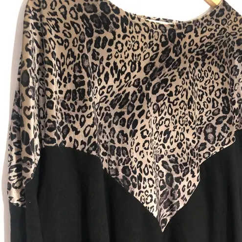 Amaryllis Leopard Print Velvet Bodice Sweater Size 1X Black