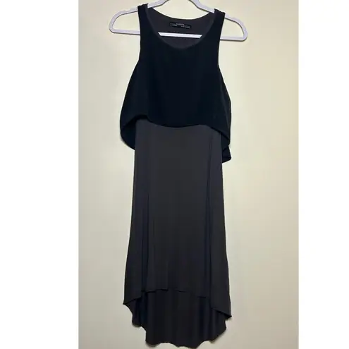 ALLSAINTS Silk Viscose Black & Gray High Low Hem Dress US 0 EU 32