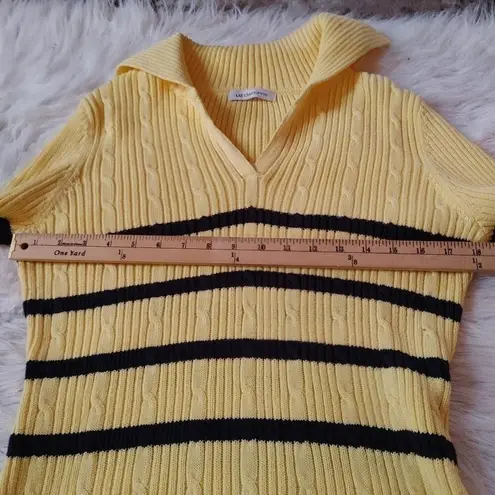 Liz Claiborne  Yellow Black Striped Stripe Sweater Long Medium/Large Top Winter