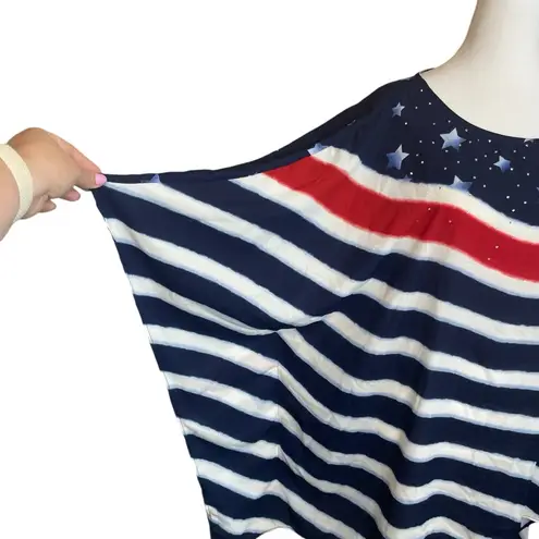 Quacker Factory Scarf Top Womens 2X Caftan Poncho Patriotic Flag Americana QVC Red