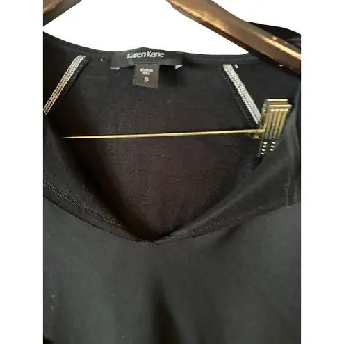 Karen Kane Women's Black Hoodie with Silver Trim Accents Athleisure Pullover