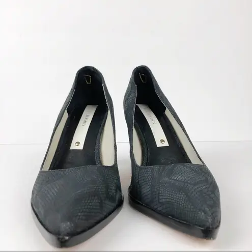 Matt Bernson Python Snake Embossed Pointy Toe Heels Pump Black charcoal 9.5