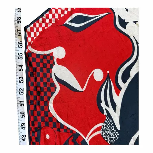 VTG Norma Tullo Silk Scarf Wrap 60s Pop Art Red White Navy Couture Bag Accessory