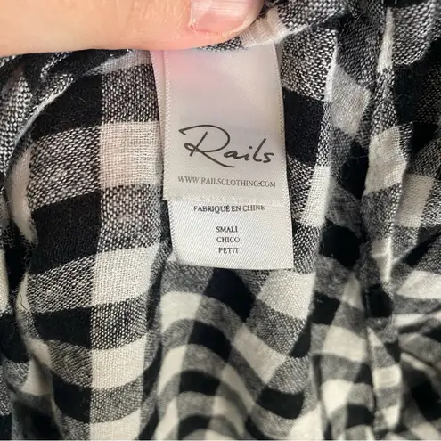 Rails Black & White Gingham Plaid Front Tie Cutout Sleeveless Mini Dress Small