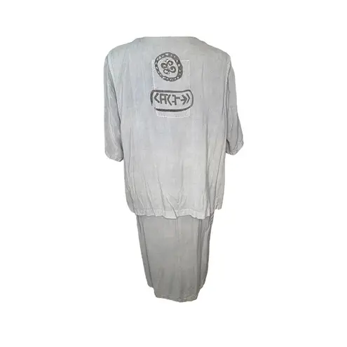 Vintage Country Wear Casuals Dress Set 2 Piece Embroidered Boho Plus Size 3X Gray