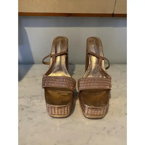 Azalea Wang Catriona Platform Heels Womens Size 11 Rose Gold Strappy Blo Sandals