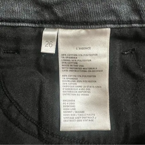 L'Agence L’Agence Womens High Line Vintage Gray Distressed Cropped Raw Hem Slim Leg Jeans