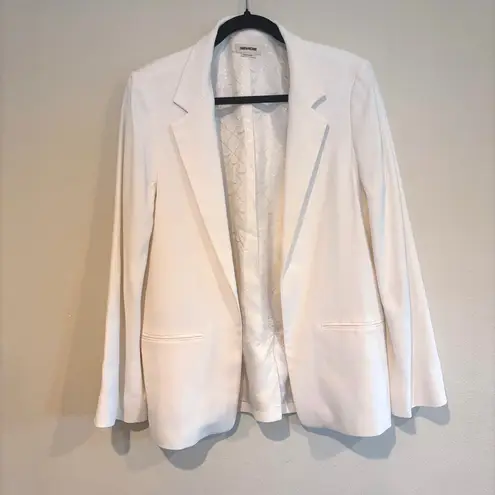 Zadig & Voltaire VOLLY White Crepe Blazer Wings Jacquard Lined FR 42 US 10 Large