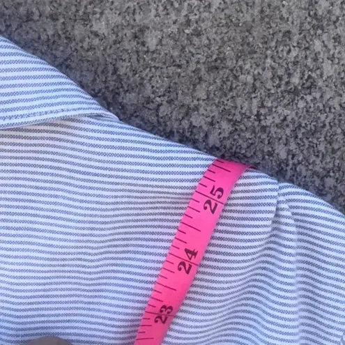 Classic Elements Women's Striped Button Down Shirt Size 16 Blue