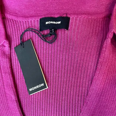 Monrow Ribbed Plunge Polo Sweater