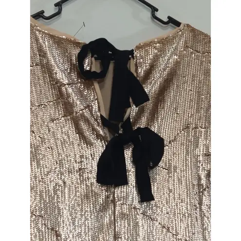 J. Crew Women’s Top Sequin Black Ribbon Zip Back Closure Gold MSRP $148 Size 8