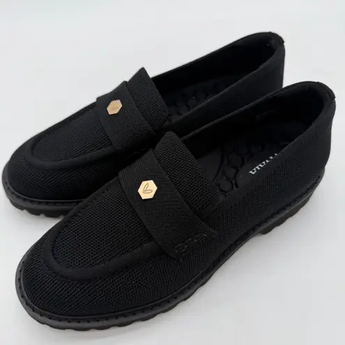 Vivaia Francesca Platform Chunky Heel Penny Minimalist Preppy Black Loafers 9