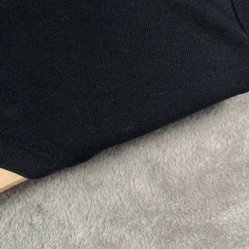 Karen Scott Henley Top Women’s Petite Medium Black Cotton Short Sleeve