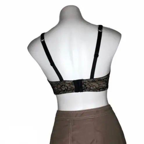 Frederick's of Hollywood Black Lace Bra Over Beige Bra Size 34 D