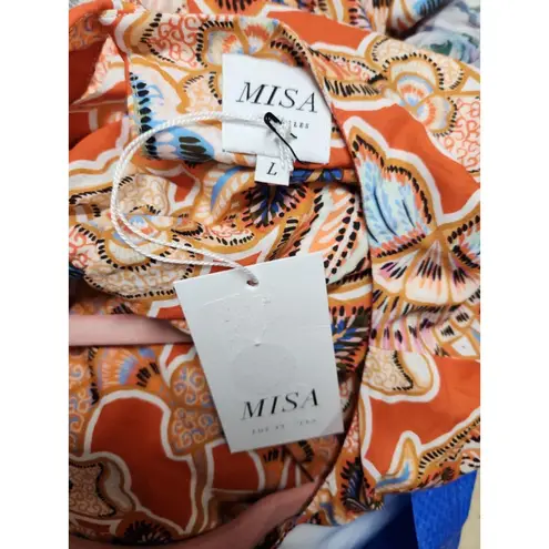 MISA Los Angeles Dana Mae Dress In Tangerine Flora Size L $428