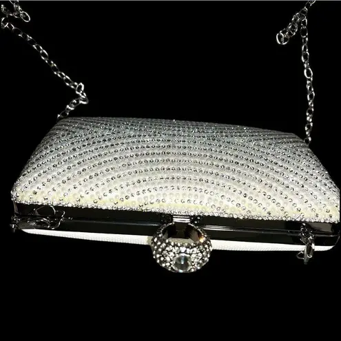 Gorgeous ivory white sparkling rhinestone/tiny pearls clutch bag. New White