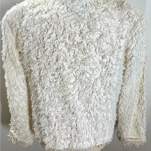 White Shaggy Faux Fur Textured Jacket