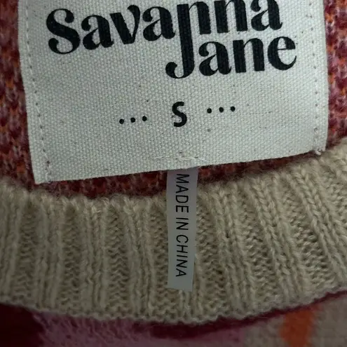 Savanna Jane Nordic Fair Isle Sweater Pastel Colorful Crew Neck Geometric Size S