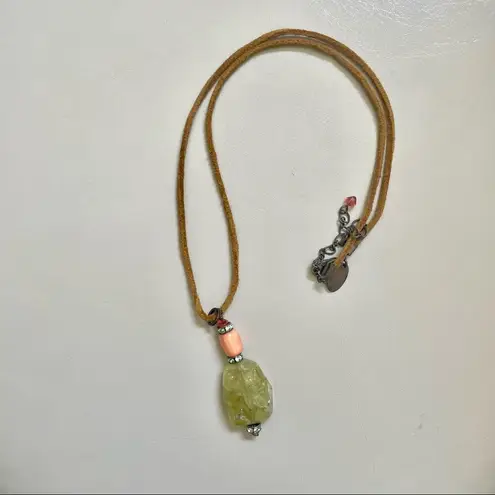 Liz Palacios natural stone pendant necklace on suede cord