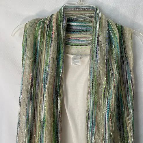 Women's Multicolor Metallic Print Bohemian Fringe Sleeveless Cardigan One Size Size undefined