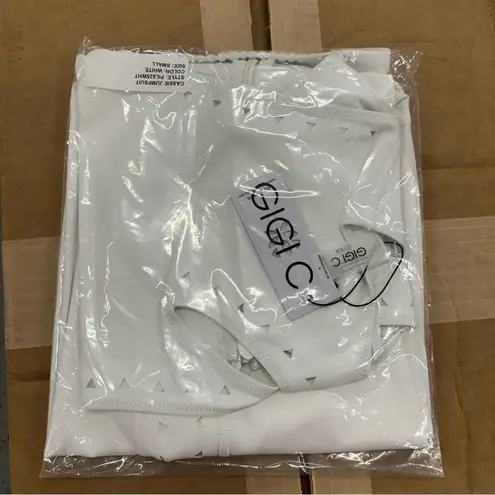 New Gigi C Cassie One Shoulder Cutout Jumpsuit Catsuit White S