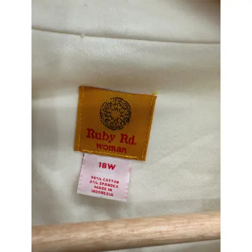 Ruby Rd Cream Ivory Cream Button Down Denim Jacket Embelished Women 18W NWT Size XL