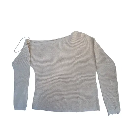 Treasure & Bond Off Shoulder Sweater Knit Top Cream XS