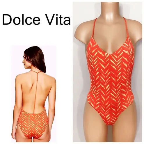 New. Dolce Vita plunge neck swimsuit. Retails $149 Orange