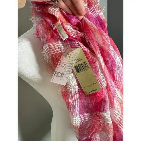 NWT Collection Eighteen Pink Plaid Infinity Scarf OS Sheer MSRP $32