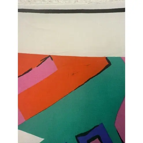 Pierre Cardin Vintage Scarf Womens Large Multicolor Abstract 100% Silk Italy 80s