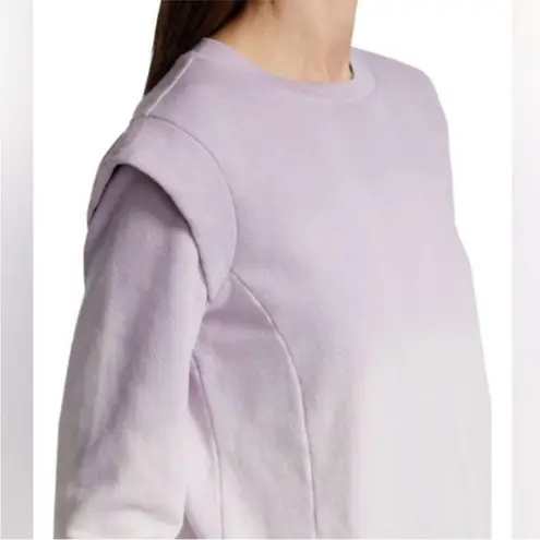 MONROW Revolve Purple Ombre Sweatshirt Top Ruffle Shoulder Cotton Size Large New