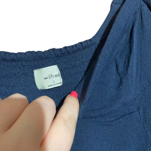 Wilfred Aritzia Navy Puff Sleeve Cropped Top Size Small