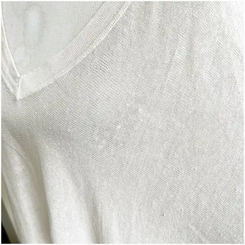 Garnet Hill Women’s 100% Organic Linen Tunic Size Medium V- Neck Light Beige