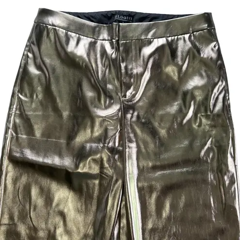 Eloquii size 14 Metallic Faux Leather Trouser pant gold