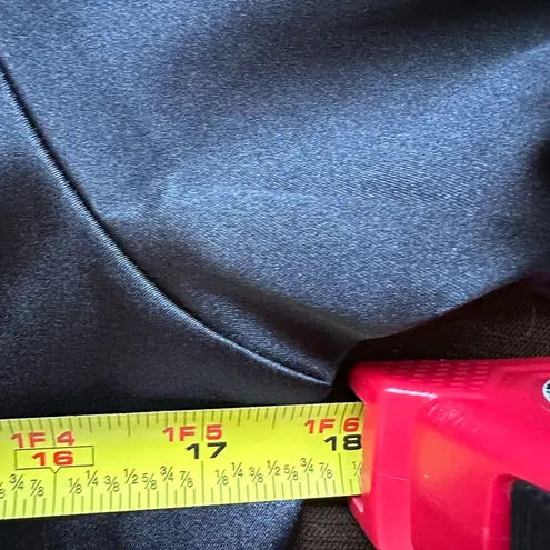 Buttons Color Style Black Satin short Striped Sleeves Metal V Neck Ruffles SZ XL